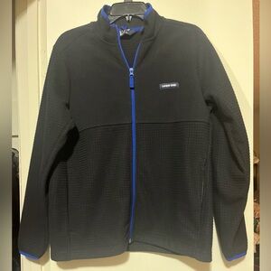 Lands' End Black Fleece Jacket with Royal Blue Trim
